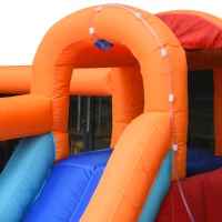 Outsunny Opblaasbaar Springkasteel met Blower voor 4 Kinderen Raketpatroon(m-9)