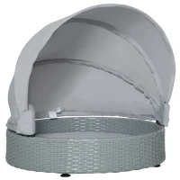 PawHut rotan kennel kussen hondenhok huisdier bed hondenmand buiten grijs(m-1)