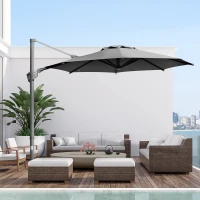 Outsunny parasol Ø300 cm, slingerparasol, vrijdragende parasol, hoek verstelbaar, grijs(m-10)