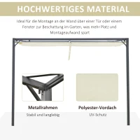 Outsunny Pergola 3 x 3 m met stoffen dak Weerbestendig polyester crème voor wandmontage(m-5)