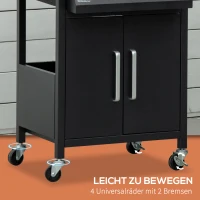 Outsunny gasgrill BBQ met 3 branders elk 3 kw mobiel 4 wielen grillnet zwart(m-7)