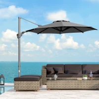 Outsunny parasol Ø300 cm, slingerparasol, vrijdragende parasol, hoek verstelbaar, grijs(m-2)