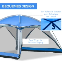 Outsunny Camping Tent 8 Persoons Tent Familie Tent 2 Ramen Glasvezel Blauw(m-6)