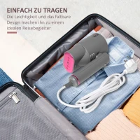 HOMCOM stoomstijltang stoomborstel steamer reisstrijkijzer opvouwbaar grijs + roze(m-7)