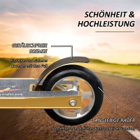 HOMCOM stuntstep 360° sturende kick scooter met rem aluminium PU wielen goud(m-6)
