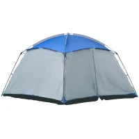 Outsunny Camping Tent 8 Persoons Tent Familie Tent 2 Ramen Glasvezel Blauw(m-1)