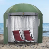 Outsunny Strandparaplu 2.2m Visparaplu met Zijwand Vistent Groen(m-2)
