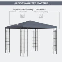 Outsunny Garden Gazebo 3 x 3 m Gazebo Garden Tent Marquee Steel Grey(m-5)