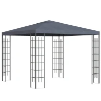 Outsunny Garden Gazebo 3 x 3 m Gazebo Garden Tent Marquee Steel Grey(m-1)