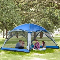 Outsunny Camping Tent 8 Persoons Tent Familie Tent 2 Ramen Glasvezel Blauw(m-10)