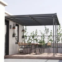 Outsunny Outdoor Patio Wall-mounted 4.35 x 3(m) Gazebo Pergola, Aluminum Post, PC Roof(m-8)