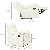 Homcom Fotoliu Relax Crem – Piele Sintetica, Rabatabil Manual(m-3)