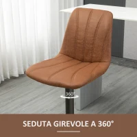 HOMCOM Sgabello Regolabile Vintage, Set 2 Pz con Poggiapiedi e Rivestimento in Pelle, 45x54x96-117 cm(m-6)