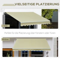 Outsunny Luifel aluminium knikarmluifel zonwering met handslinger 3,5 x 2,5 m beige + crème(m-5)