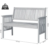 Outsunny® 2-Sitzer Sitzbank Gartenbank Holzbank mit Armlehne Landhausstil Akazienholz Grau 117 x 63 x 90 cm(m-3)