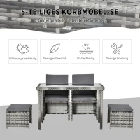 Outsunny poly rotan zitgroep 11 stuks. Set 120 cm x 60 cm x 72 cm(m-4)