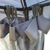 Elegancki Pawilon Outsunny z Ochroną UV i Moskitierą Jasnoszary 2,94 x 2,94m(m-9)