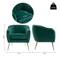 HOMCOM Poltrona da Salotto Imbottita con Braccioli e Schienale, Design Moderno, Gambe in Metallo, 71x72x73 cm, Verde(m-3)