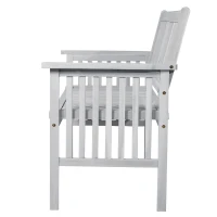 Outsunny® 2-Sitzer Sitzbank Gartenbank Holzbank mit Armlehne Landhausstil Akazienholz Grau 117 x 63 x 90 cm(m-7)