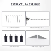 Outsunny Carpa Plegable 3x3 m con Altura Ajustable de 3 Niveles Cenador de Jardín con 4 Paredes Extraíbles 2 Ventanas 4 Sacos de Arena y Bolsa de Transporte Gazebo para Exterior Camping Blanco(m-7)