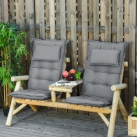 Outsunny set van 2 stoelkussens kussen voor tuinstoel zitkussen met rugleuning polyester(m-2)