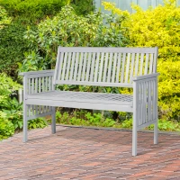 Outsunny® 2-Sitzer Sitzbank Gartenbank Holzbank mit Armlehne Landhausstil Akazienholz Grau 117 x 63 x 90 cm(m-2)