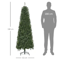 HOMCOM Árbol de Navidad Artificial 180 cm Ignífugo con 493 Ramas Hojas de PVC Decoración Navideña para Interiores Verde(m-3)