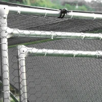 PawHut Galinheiro ao ar livre Gaiola para aves domésticas de metal galvanizado com fechadura e cobertura Oxford 280x193.5x195cm(m-9)