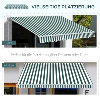 Outsunny Luifel aluminium knikarmluifel zonwering met handslinger 3,5 x 2,5 m groen + wit(m-7)