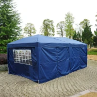 Outsunny 3 x 6 m partytent paviljoen tent partytent tuintent blauw raam opvouwbaar(m-5)