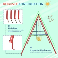 Outsunny Kinderschommel tuinschommel 2 schommels met wip in hoogte verstelbaar van 3-5 jaar(m-7)