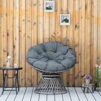 Outsunny Papasan fauteuil met bekleding rieten fauteuil 360 graden rotan grijs(m-10)