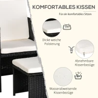 Outsunny Poly-rotan zitgroep 11-delig Eetset tuinset tuinkussens zwart(m-7)