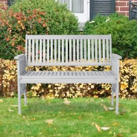 Outsunny® 2-Sitzer Sitzbank Gartenbank Holzbank mit Armlehne Landhausstil Akazienholz Grau 117 x 63 x 90 cm(m-8)