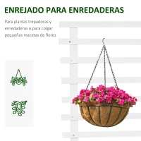 Outsunny Jardinera con Enrejado de Madera Maciza con 4 Ruedas Macetero de Jardín con Soporte para Trepadora y Tela Geotextil para Cultivos Plantas Flores 76x30x155 cm Blanco(m-5)