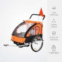 HOMCOM 2-in-1 Jogger fietskar voor kinderen fietskar kinderen fietsaanhanger 5 kleuren met vlag(m-6)