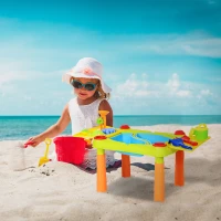 HOMCOM® Zabawka do Piasku dla Dzieci 16 Części Stolik Plaża od 3 Roku Życia PP Wielokolorowy(m-10)