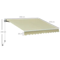 markiza aluminiowa markiza składana osłona przeciwsłoneczna z korbką ręczną 3,5x2,5 m kolor beżowy + kremowy(m-3)