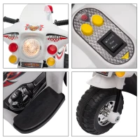 HOMCOM Elektro Kindermotorrad Kinderfahrzeug Elektrofahrzeug mit Musik und Beleuchtung 18-36 Monate Stahl Weiß 80x35x52 cm(m-8)