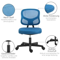 Vinsetto Mesh Bürostuhl Schreibtischstuhl Drehstuhl 360° drehbar Höhenverstellbar Blau 52 x 54 x 74-84 cm(m-7)