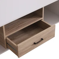 HOMCOM TV Stand Cabinet for TVs up to 50 Inches with 2 Doors 1 Drawer, TV Unit for Living Room, Bedroom, Oak Colour and White(m-5)