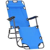 Ligbank ligstoel strandbed tuinstoel inklapbaar 2-traps kussen blauw(m-1)
