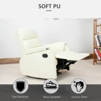 Homcom Fotoliu Relax Crem – Piele Sintetica, Rabatabil Manual(m-8)