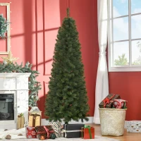 HOMCOM Árbol de Navidad Artificial 180 cm Ignífugo con 493 Ramas Hojas de PVC Decoración Navideña para Interiores Verde(m-2)
