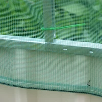Outsunny Tuinbed plantenbak bloemenkast met gaasafdekking staal nylon wit + groen(m-8)
