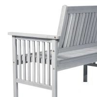 Outsunny® 2-Sitzer Sitzbank Gartenbank Holzbank mit Armlehne Landhausstil Akazienholz Grau 117 x 63 x 90 cm(m-6)