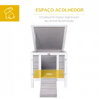 PawHut Coelheira de Madeira Exterior Coelheira para Roedores Animais de Estimação Pequenos com Teto Asfáltico e Rampa Antiderrapante 42x51x43cm Cinza(m-4)