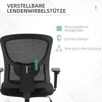 Vinsetto Mesh Bürostuhl Schreibtischstuhl Drehstuhl 360° drehbar mit Armlehne Höhenverstellbar mit Wippfunktion Belastbarkeit bis 180 kg Schwarz 71 x 63,5 x 100-110 cm(m-7)