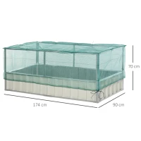 Outsunny Tuinbed plantenbak bloemenkast met gaasafdekking staal nylon wit + groen(m-3)