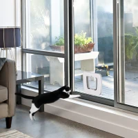 PawHut Katzenklappe Magnetische Katzentür mit 4 Verschluss-Optionen, Hundeklappe Haustierklappe für Katzen und kleine Hunde,(m-10)